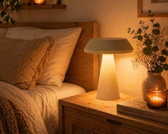 Lampada da tavolo Aura Wireless Beige – Lampada di design, ricarica USB-C, pulsante a sfioramento, illuminazione ambientale moderna e portatile