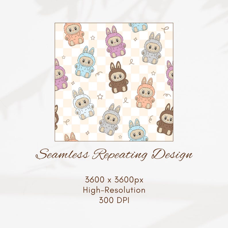 Labubu Seem Less Pattern Design Labubu Seamless Pattern PNG JPG, Labubu Sublimation, Labubu Monsters ...