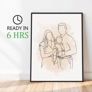 Custom Line Drawing, Outline Drawing, Personalized Family Portrait illustration, Couple Gift, Faceless Art, Drawing from Photo, Family gift