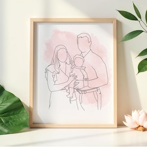 Custom One Line Drawing, Family Gift Illustration, Couple Portrait, Personalized Wedding Anniversary Gift, Custom Line Drawing From Photo