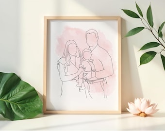Custom One Line Portrait: Minimalist Family Art (Digital Download)