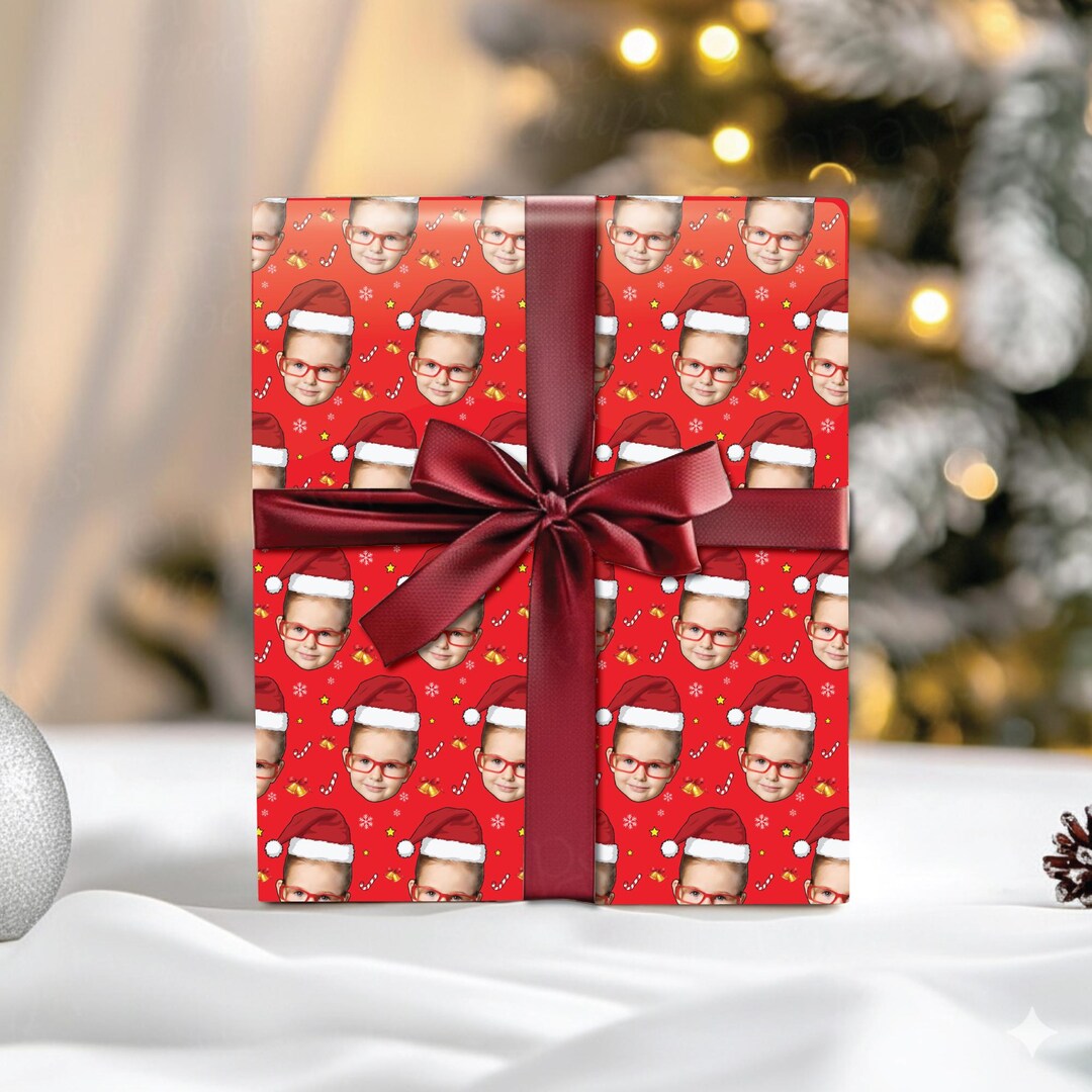 Personalised Wrapping Paper With Image and Text, Custom Head Photo Gift ...