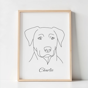 Dog Memorial Gift, One Line Pet Drawing, Dog Portrait Sketch, Pet Tattoo Art, Custom Dog Outline, Digital Pet Portrait, Printable pet head