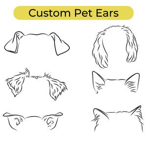 Custom pet tattoo designs line art, Dog ear drawing, Dog ears design from photo, Cat ear outline svg png digital, Personalized memorial pet