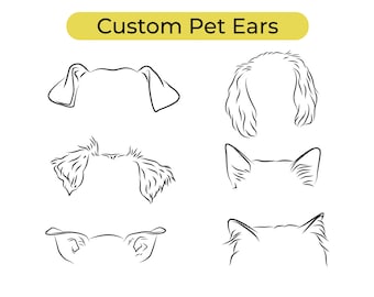 Custom pet tattoo designs line art, Dog ear drawing, Dog ears design from photo, Cat ear outline svg png digital, Personalized memorial pet