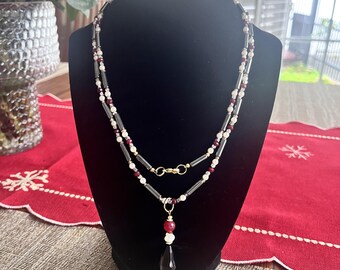 Handcrafted Agate & Hematite necklace and earring set