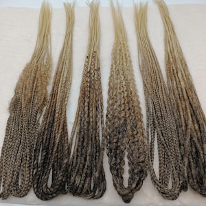 DE SE Viking dreads extension, Synthetic Brown to Blonde viking dreads, Ombre dreadlocks & braids extensions, Double Single ended dreadlock