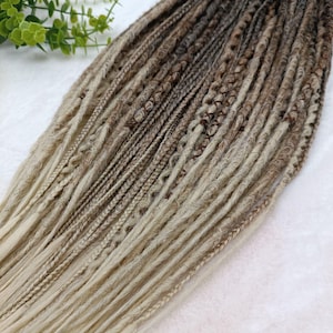 Synthetische Viking dreads van bruin naar blond, Ombre dreadlocks en vlechten extensions, DE SE Viking dreads extension, Dubbele enkele dreadlock