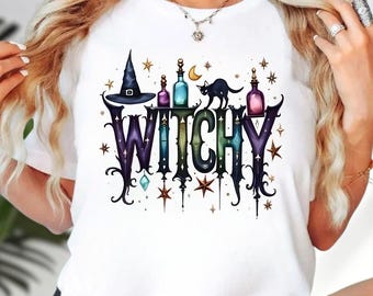 Witchy T-Shirt, Gothic Halloween Shirt, Vintage Black Cat Hoodie, Spooky Cottagecore Sweatshirt, Fall Ghost Tee