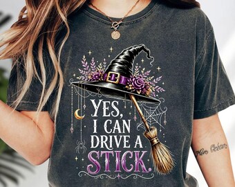 Yes I Can Drive A Stick Shirt, Gothic Halloween Hoodie, Witchy Bat Sweatshirt, Spooky Dark Aesthetic Tee