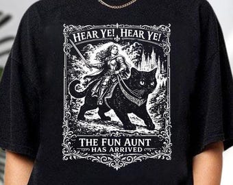 Hear Ye! Hear Ye! The Fun Aunt Has Arrived Shirt, Cat Armor Knight Shirt, Funny Aunt Hoodie, Medieval Cat Lover Gift