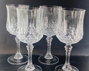 Vintage Set of 4 D’Arques Lead Crystal Wine glasses