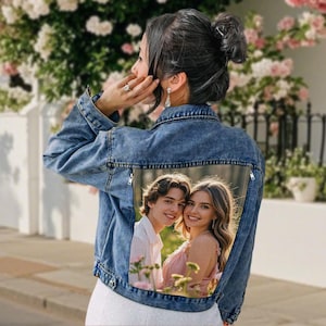 Custom Denim Jacket with Personalized Photo – Unique Jean Jacket Gift for Women