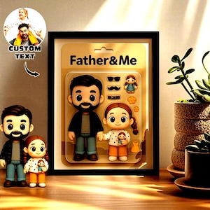 Custom Action Figure Portrait | Full Body Cartoon Style Photo | Personalized Toy Box Art | Flat Printed Frame Decoration | Custom Gift