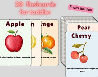 Watercolor Fruit Flashcards: Educational Learning Cards (PDF)