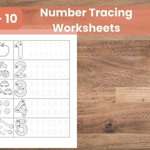 Number Tracing Worksheets 1-10: Coloring & Handwriting Practice (PDF/PNG Digital Download)