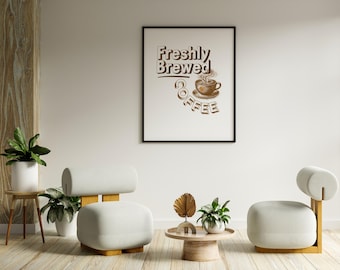 Vintage Kaffee Poster: Frisch gebrüht Retro Cafe Art (Digitaler Download)