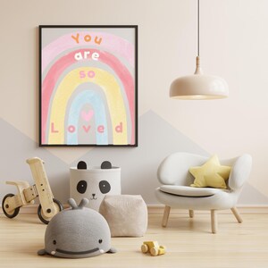 You Are So Loved Pastel Rainbow Print: Nursery Affirmation Art (Digital Download)