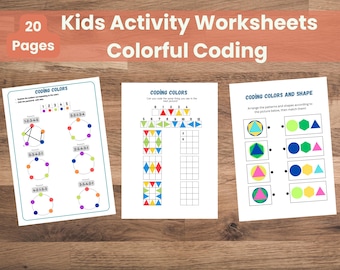 Coding Worksheets for Kids: Logic Puzzles, Color Matching (Digital PDF Download)