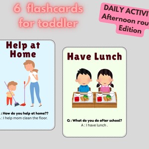 Flashcards de rotina diária da tarde para crianças – Cronograma visual para impressão – Cartões educativos para crianças pequenas e pré-escolares – Download digital