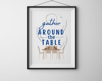 Impresión "Reunión en la mesa": Decoración elegante para el comedor (Descarga digital)