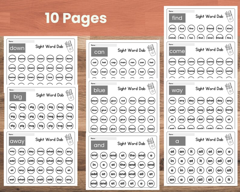 Sight Word Dab Worksheets: Early Literacy Printable (PDF) - Etsy