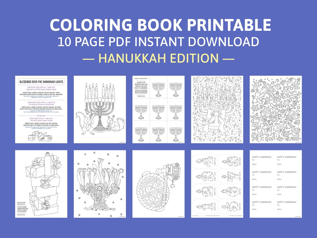 Hanukkah Coloring and Activity Printable Pack | Menorahs, Candle ...