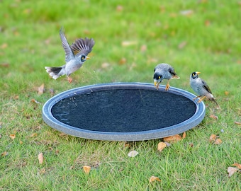 Granieten vogelbad, handgemaakt van diepgrijze steen, een cadeau voor vogelliefhebbers