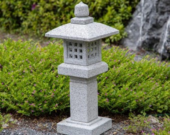 Japońska kamienna latarnia pagoda | Dekoracja ogrodu zen | H25XW10in