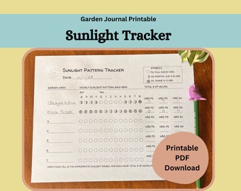 Garden Sunlight Tracker Printable, Garden Planner (PDF)