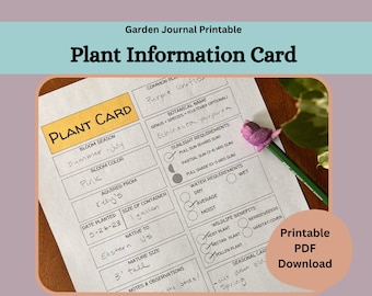 Garden Plant Information Card, Journal Printable (PDF)