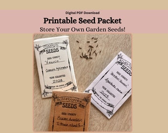 Printable Seed Packet Template, DIY Garden Seed Storage (PDF)