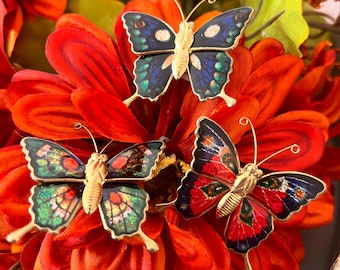 Vintage Enamel Butterfly Magnets