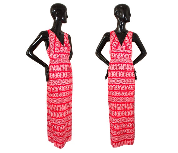 Vintage 70's/80's Junior Loungees Red/White Ikat B