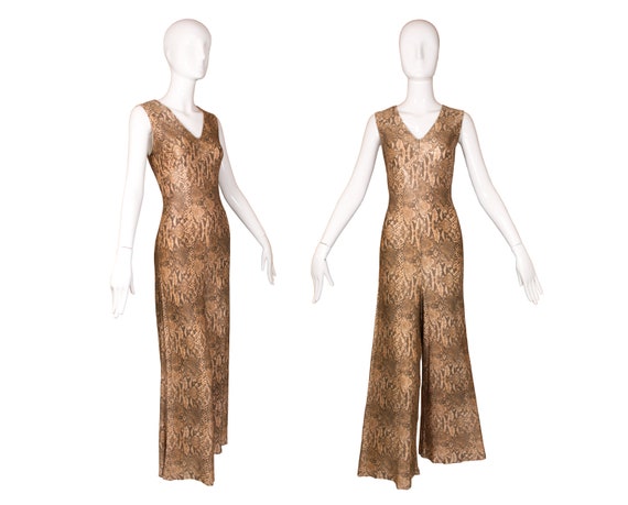 Vintage 1970's Bell Bottom Snakeskin Jumpsuit