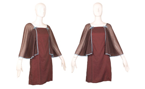 Vintage 1970's Corky Craig Brown Mini Dress w/Ange