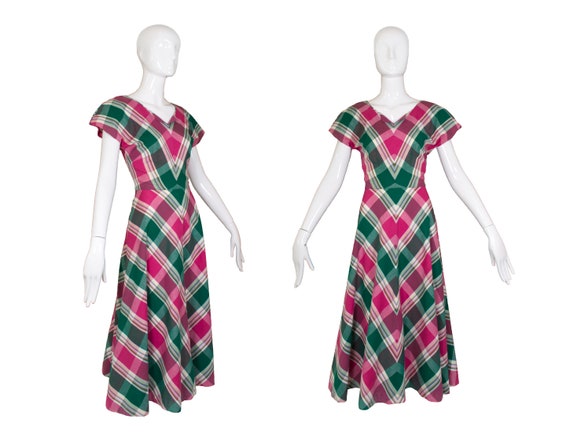 Vintage 1940's Handmade Plaid Dress