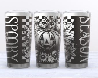 Halloween Cute Spooky 20 oz Laser Tumbler Wrap for Dark Coating, Tumbler Wrap Fall 2025, Fall Pumpkin, Rotary File svg png, Digital download