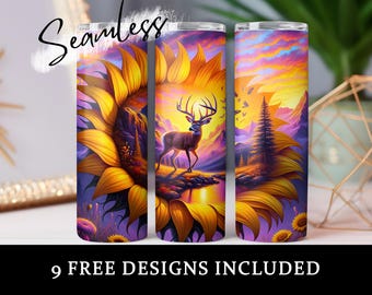 Deer At Sunset Tumbler Wrap, Deer Hunting 20 oz Skinny Tumbler Sublimation Design, Mountain Outdoor Digital Download, God's Masterpiece PNG
