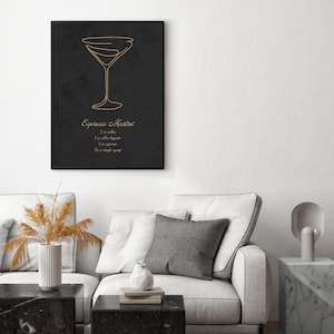 Póster de pared de espresso martini / Decoración de carrito de bar / Póster de dormitorio / Póster de apartamento / Póster de cóctel / Póster de pared estético / Póster minimalista