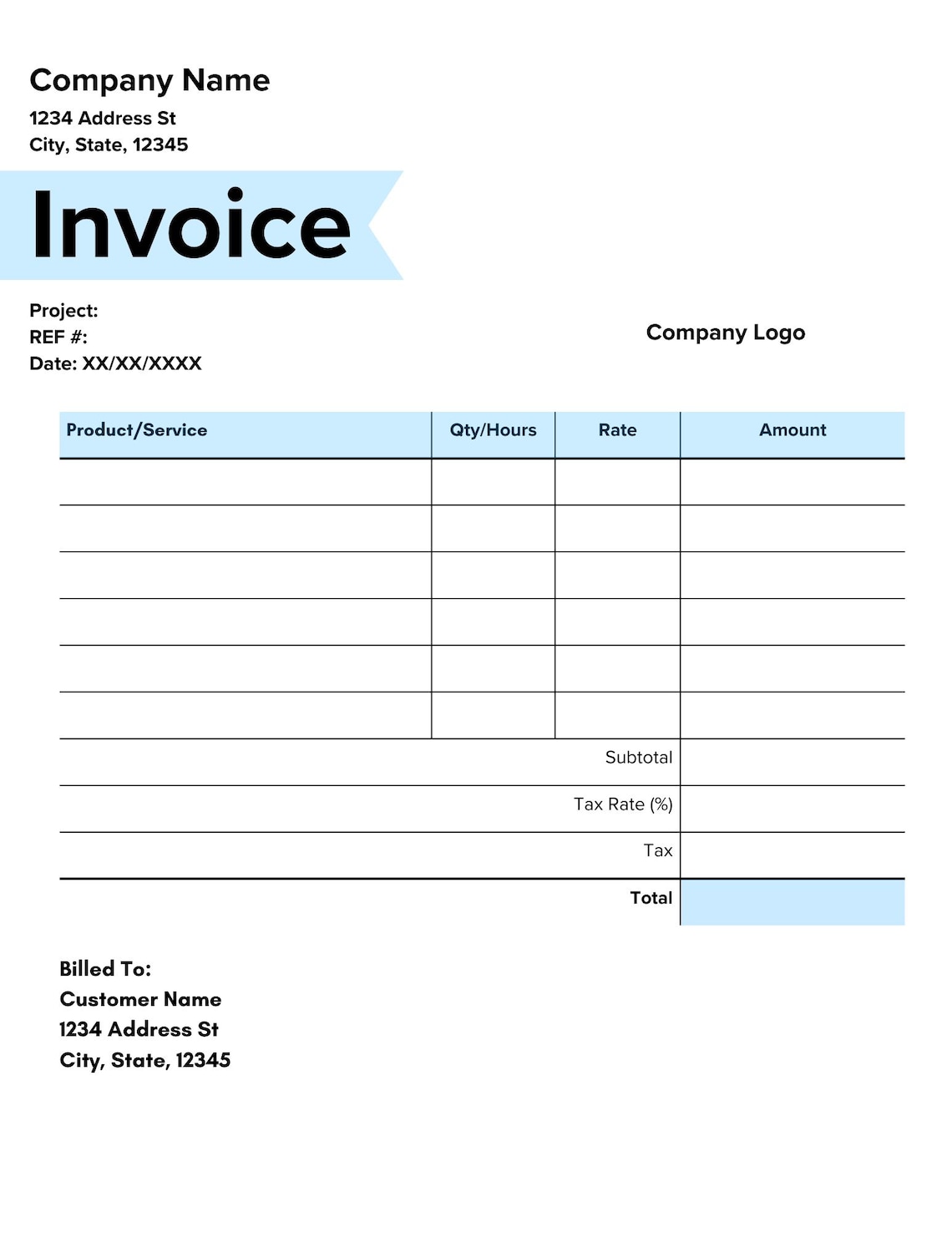 Editable Invoice Template | Printable Canva Design (digital Download ...