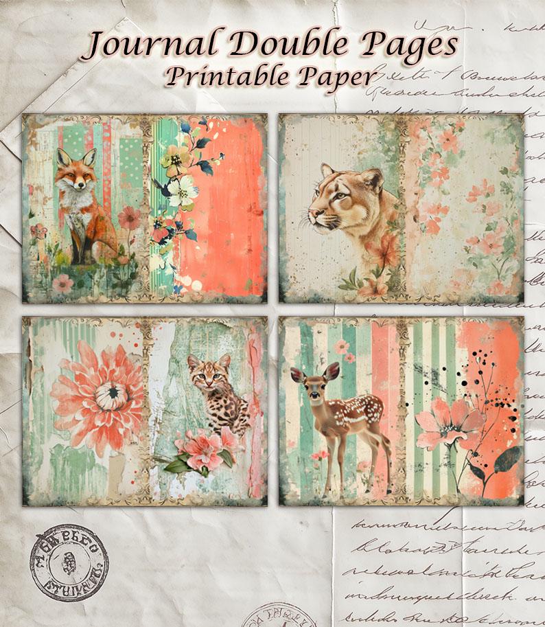 Wildlife Junk Journal Pages, Printable Animal Collage, Nature Scrapbook ...