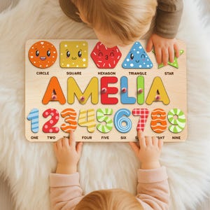 Personalized Name Puzzle with Animals | Baby, Toddler, Kids Toys | Wooden Toys | Baby Shower | Christmas Gifts | First Birthday Girl and Boy