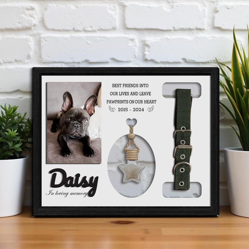 Personalized Pet Memorial Frame With Collar Holder and Fur Keepsake Jar ...