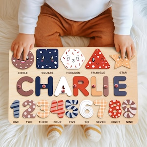 Personalized Name Puzzle With Pegs | New Christmas Gifts for Kids Wooden Toys Baby Shower Custom Toddler Toys First Birthday 1st Gifts