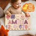 Personalized Wooden Name Puzzle with Numbers & Shapes, Montessori Educational Toy for Toddlers, Baby Gift, 1st Birthday, Christmas Kids Gift product logo