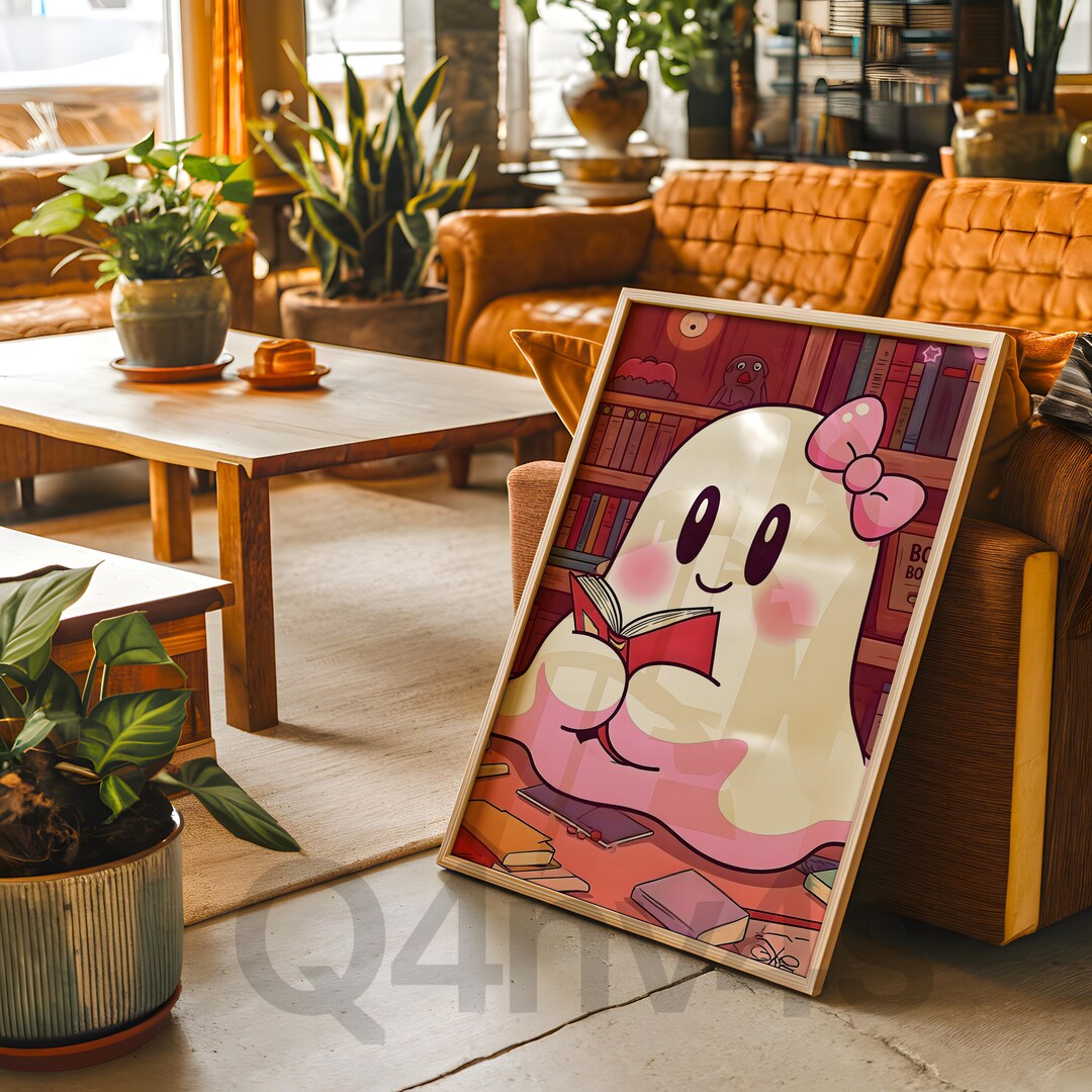 Pink Ghost Halloween Gallery Wall Art Prints: Trendy Spooky Decor ...