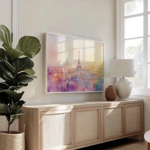Paris Cityscape: Matte Paper, Wooden Framed Poster, Wall Art, Decor, City Skyline, Watercolour, Landmarks, Monuments, France