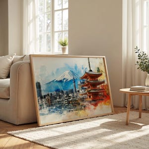 Tokyo Cityscape: Matte Paper, Wooden Framed Poster, Wall Art, Decor, City Skyline, Collage,  Landmarks, Monuments