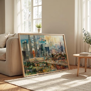 Paesaggio urbano di Kuala Lumpur: carta semi-lucida, poster con cornice in legno, arte murale, decorazione, skyline della città, distintivo, Malesia
